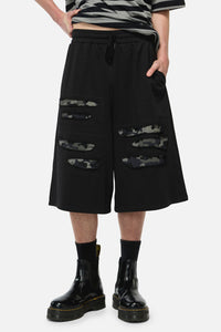 Dangerfield - Disruptive Cutout Camo Shorts - black