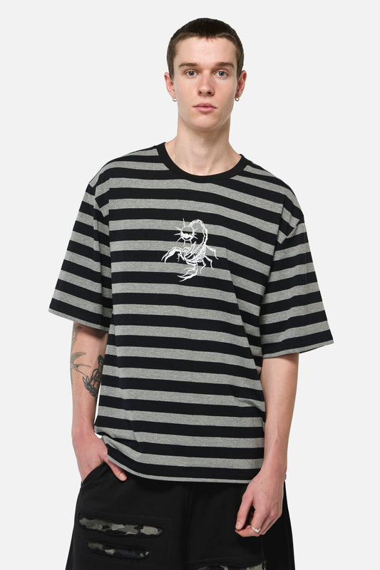 Dangerfield - Sting Off Stripe Tee - grey-black