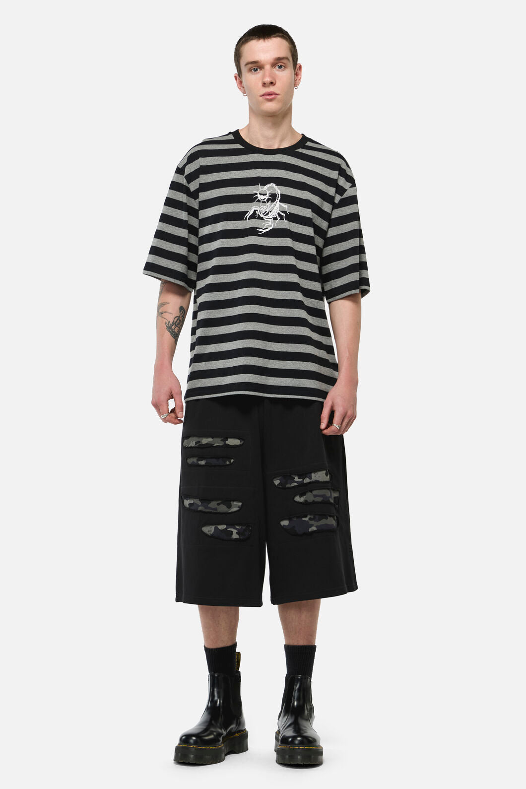Dangerfield - Sting Off Stripe Tee - grey-black