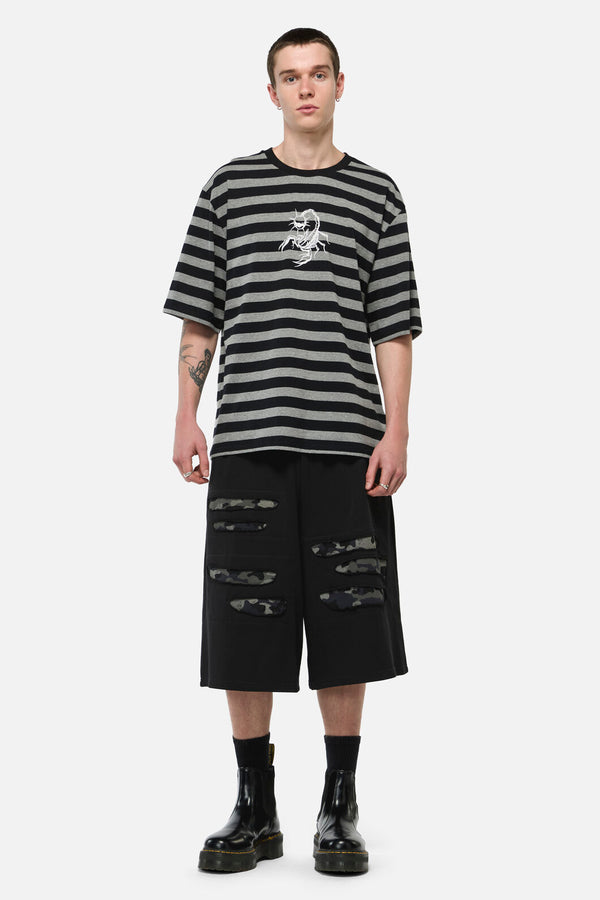 Dangerfield - Sting Off Stripe Tee - grey-black