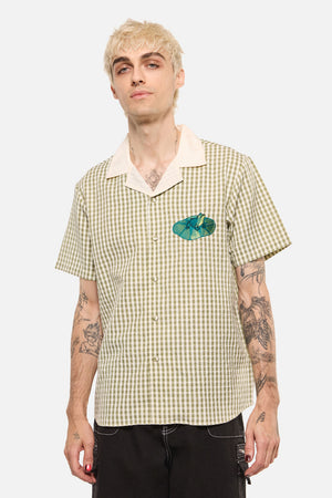 Dangerfield - Cottagecore Gingham Collar Shirt - green-cream