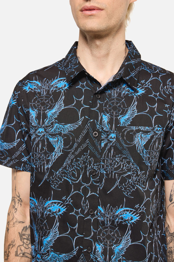 Dangerfield - Heathen Goth Print Shirt - black