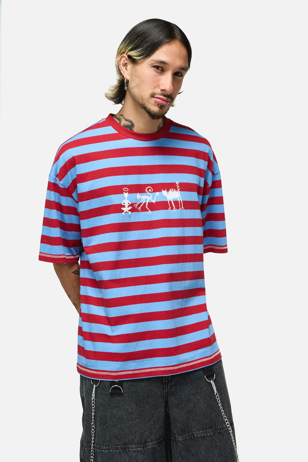 Dangerfield - Alchemy Stripe Tee - blue-red