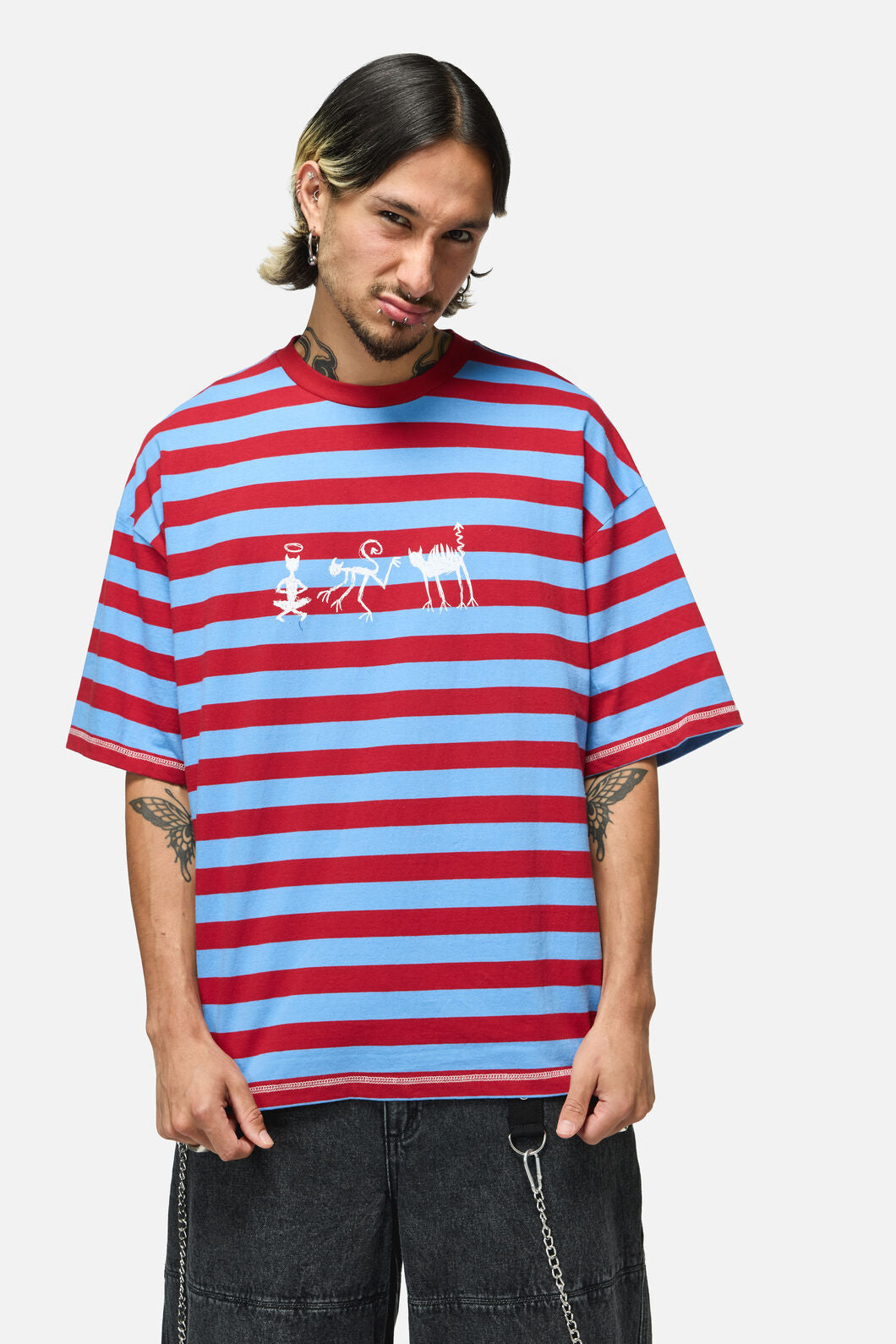 Dangerfield - Alchemy Stripe Tee - blue-red