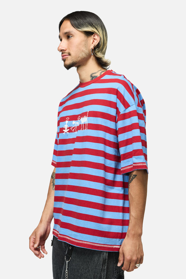 Dangerfield - Alchemy Stripe Tee - blue-red