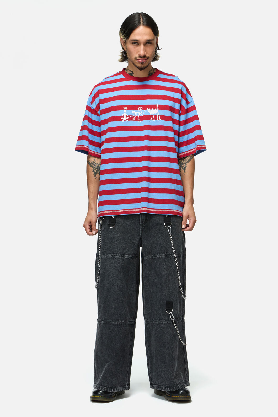 Dangerfield - Alchemy Stripe Tee - blue-red