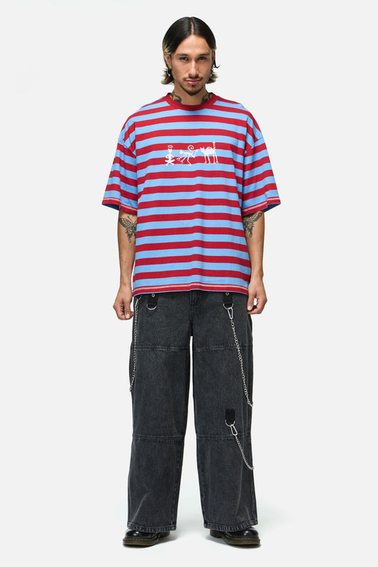 Dangerfield - Alchemy Stripe Tee - blue-red