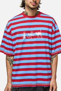 Dangerfield - Alchemy Stripe Tee - blue-red