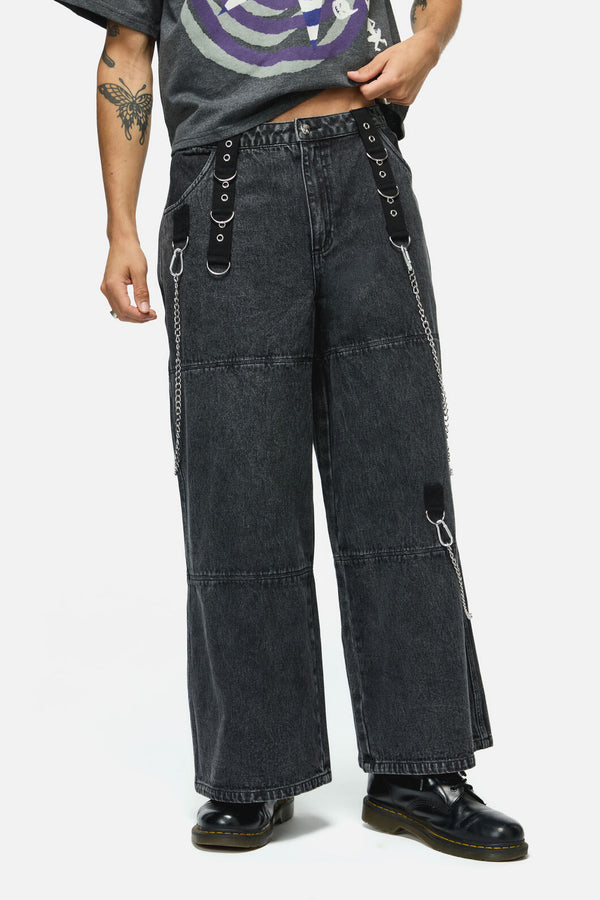 Dangerfield - Whirl Denim Wide Leg Cargo - black