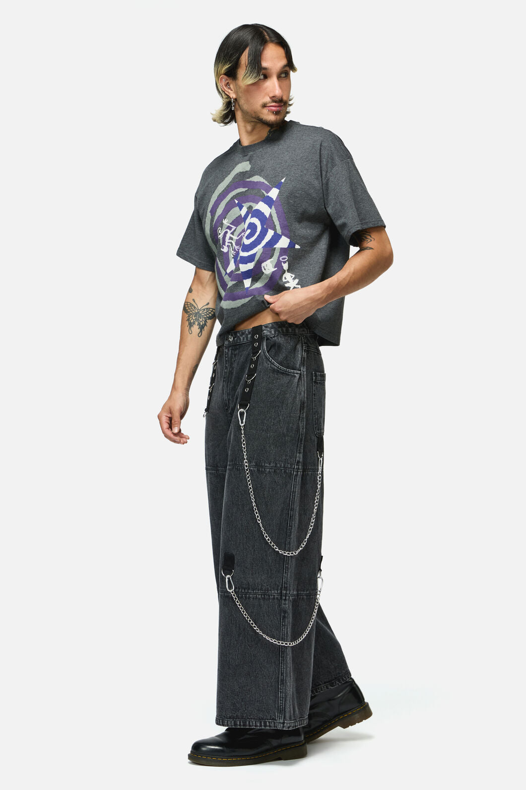 Dangerfield - Whirl Denim Wide Leg Cargo - black
