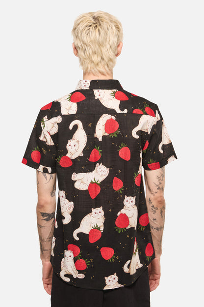 Dangerfield - Strawberry Cats SS Shirt - black