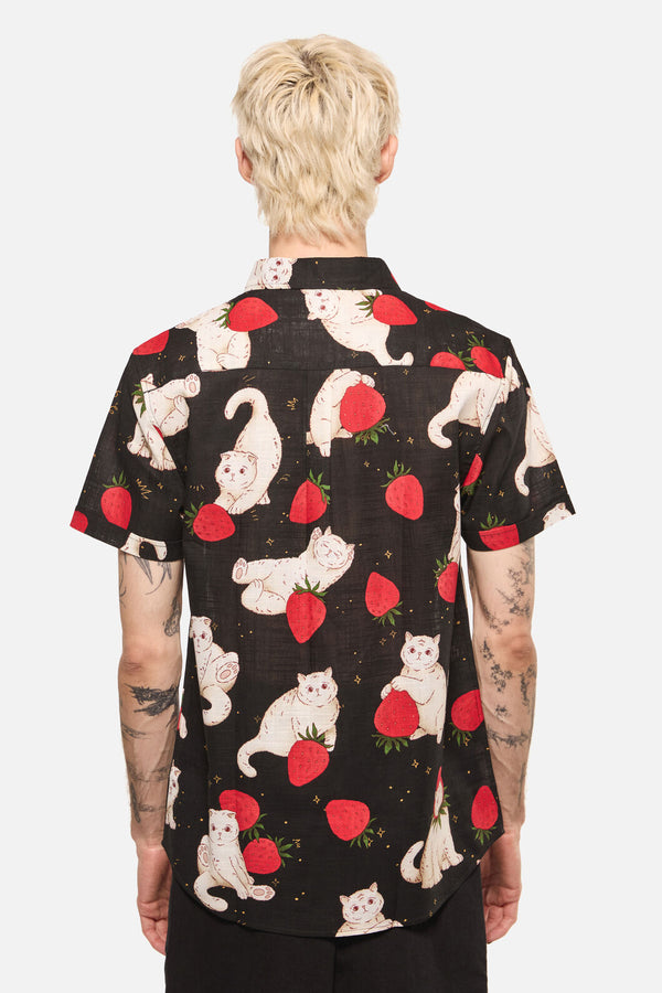 Dangerfield - Strawberry Cats SS Shirt - black