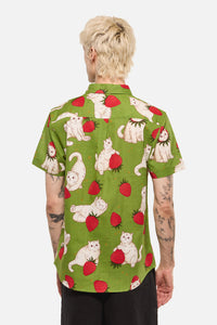 Dangerfield - Strawberry Cats SS Shirt - green