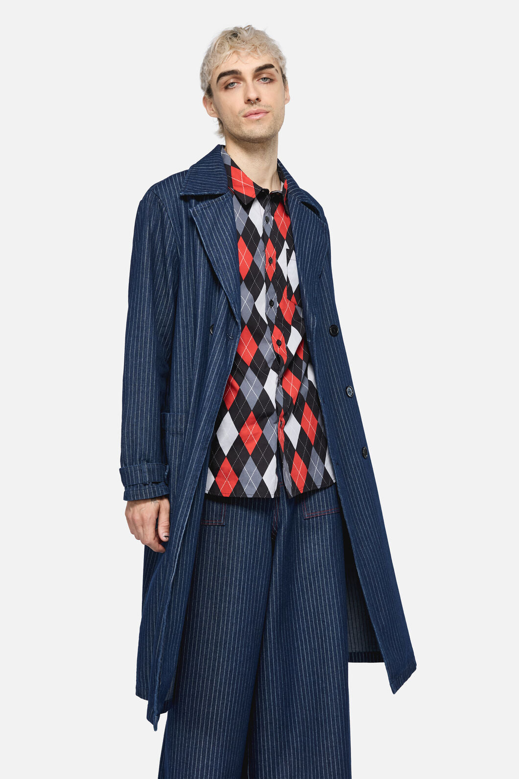 Dangerfield - Anon Pin Stripe Coat - indigo