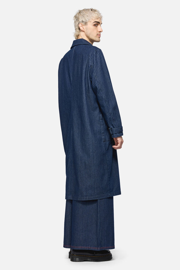 Dangerfield - Anon Pin Stripe Coat - indigo