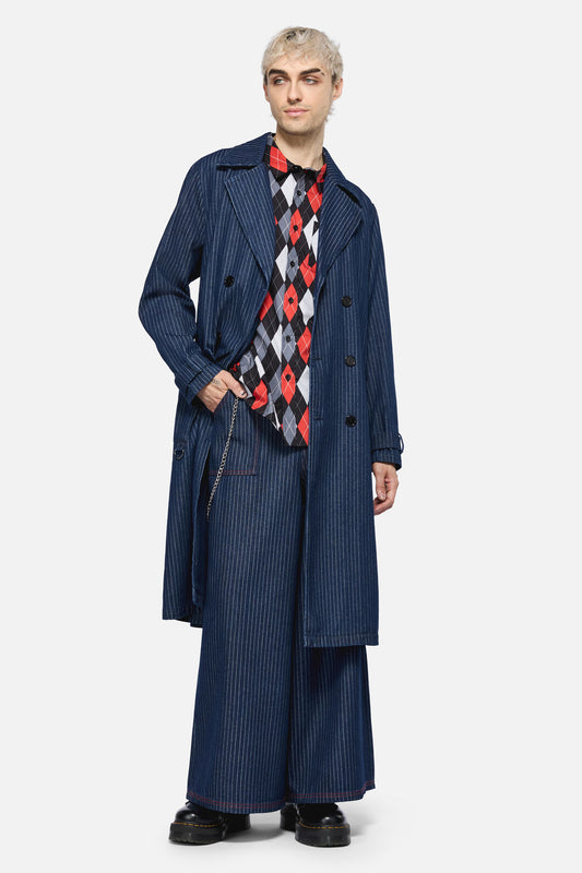 Dangerfield - Anon Pin Stripe Coat - indigo