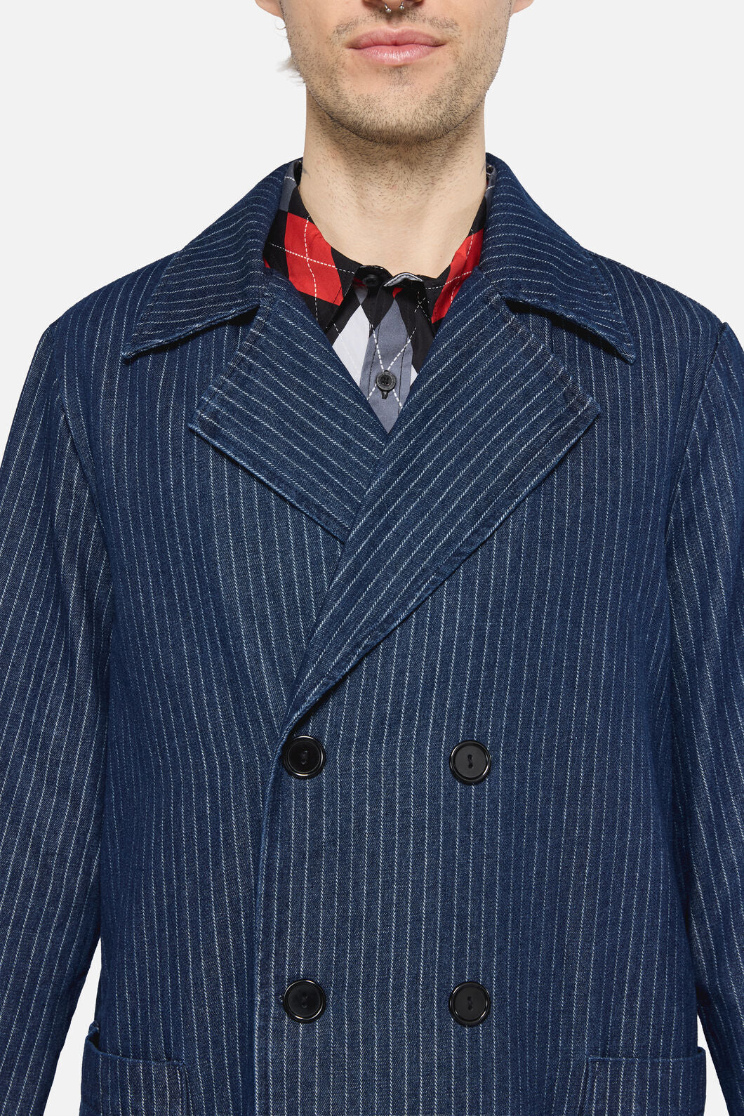 Dangerfield - Anon Pin Stripe Coat - indigo