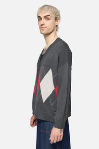 Dangerfield - Tricksters Argyle Cardi - grey