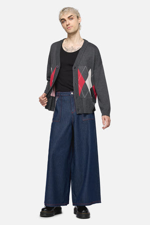 Dangerfield - Tricksters Argyle Cardi - grey