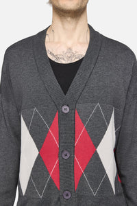 Dangerfield - Tricksters Argyle Cardi - grey