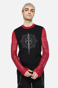 Dangerfield - Dagger Goth Distressed Knit - black-red