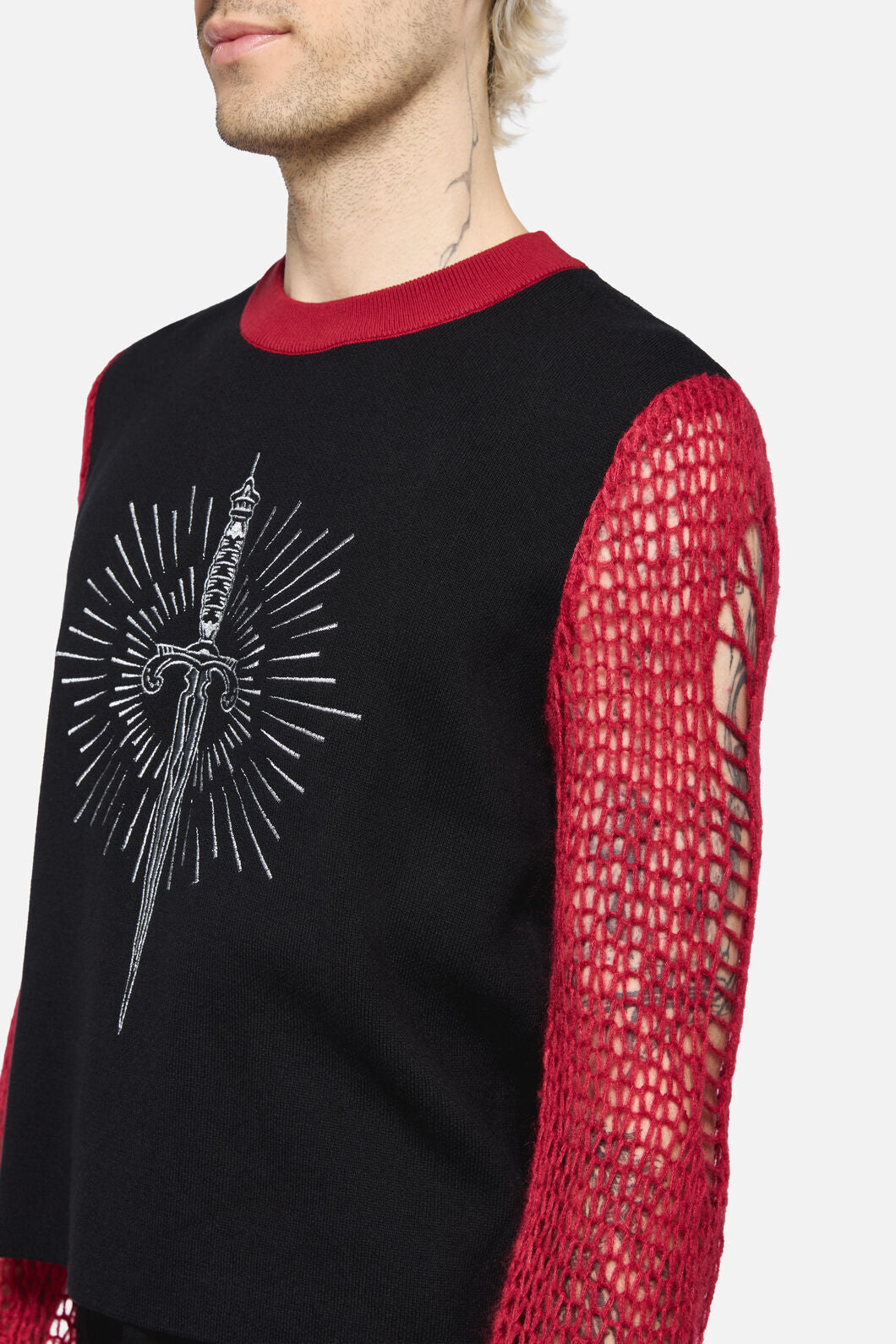 Dangerfield - Dagger Goth Distressed Knit - black-red
