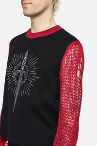 Dangerfield - Dagger Goth Distressed Knit - black-red