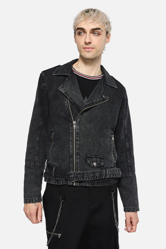 Dangerfield - Punk Denim Moto Jacket - black