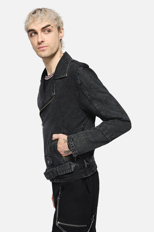 Dangerfield - Punk Denim Moto Jacket - black