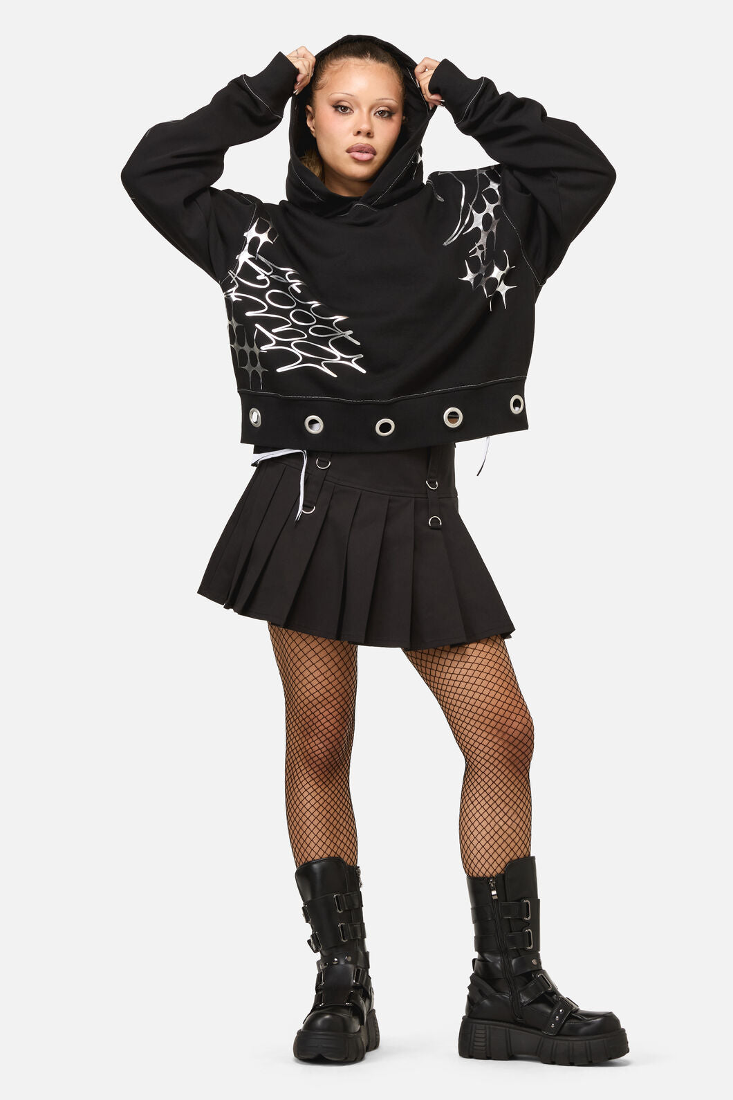 Dangerfield - Y2K Sigil Eyelet Hoodie - black