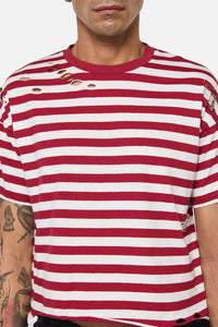 Dangerfield - Mii Stripe Tee - red-cream