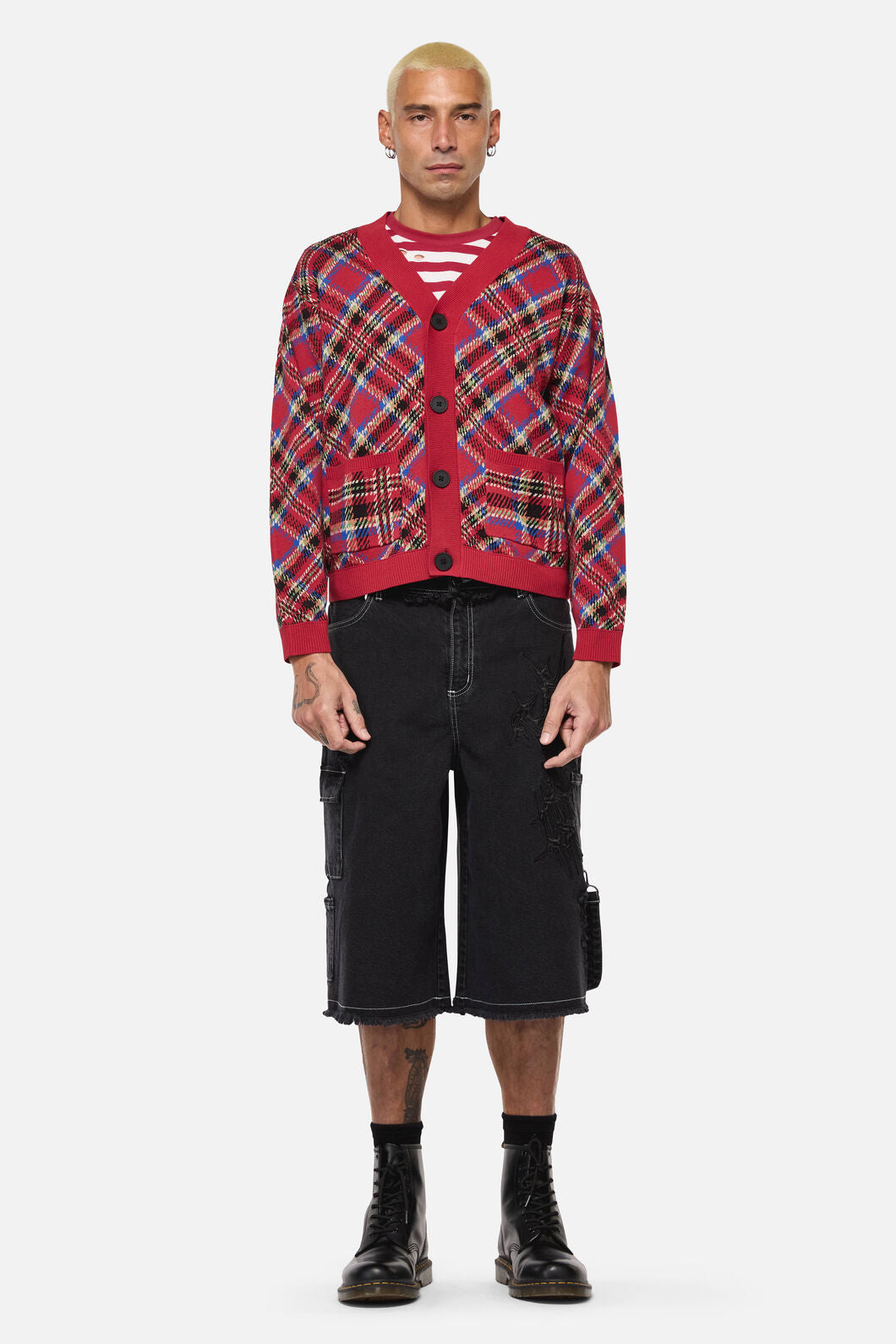 Dangerfield - Crowned Tartan Cardi - red