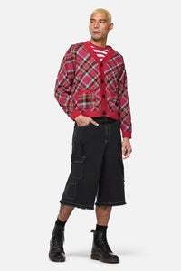 Dangerfield - Crowned Tartan Cardi - red