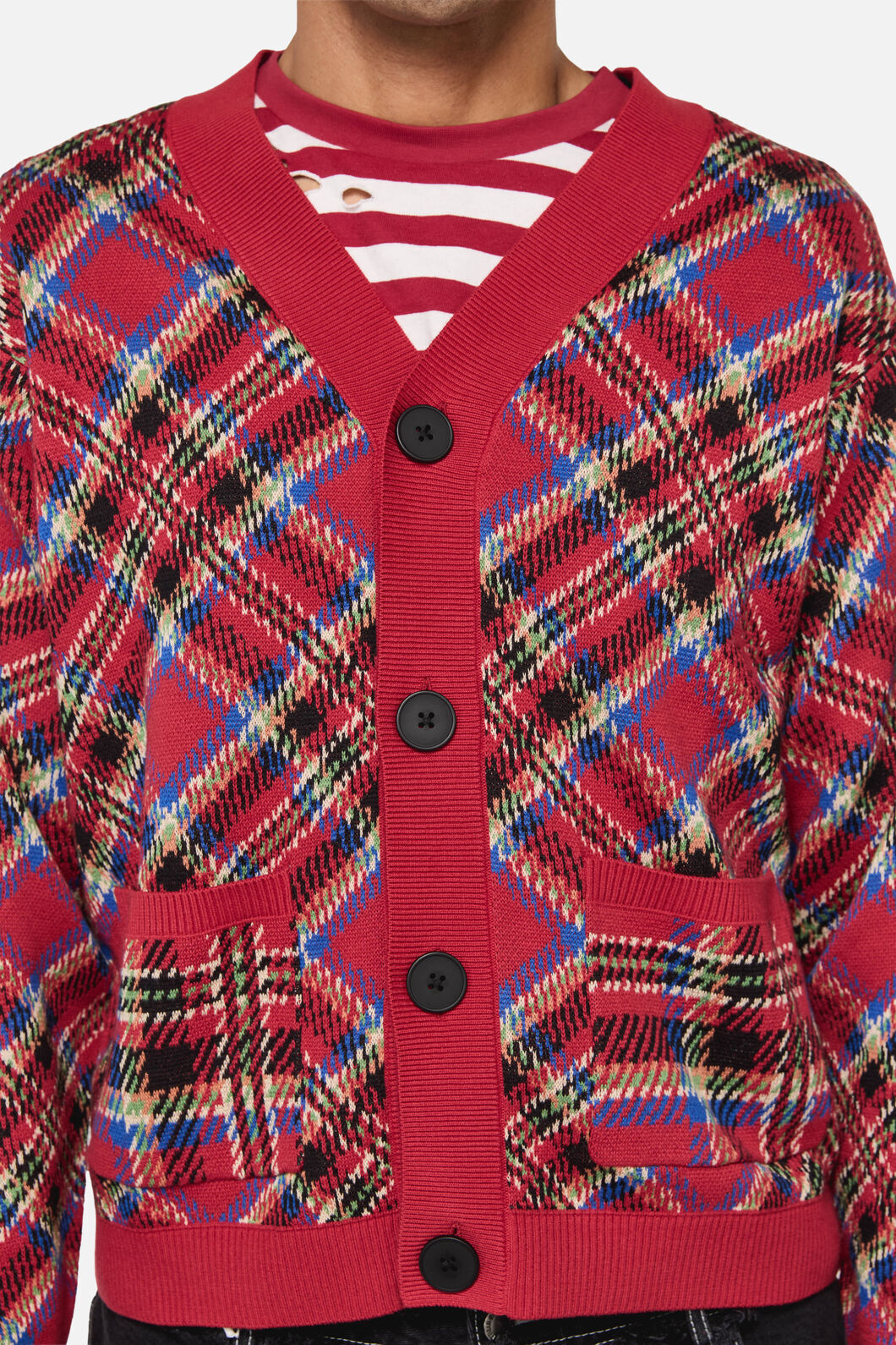 Dangerfield - Crowned Tartan Cardi - red