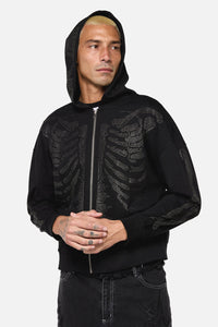 Dangerfield - Skele Diamonte Zipper Hoodie - black