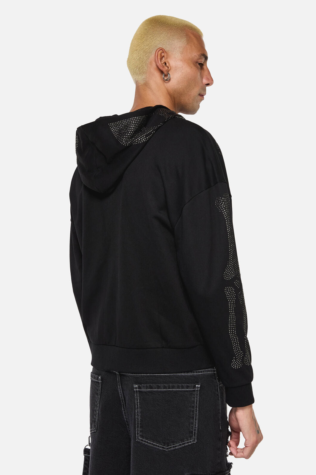 Dangerfield - Skele Diamonte Zipper Hoodie - black