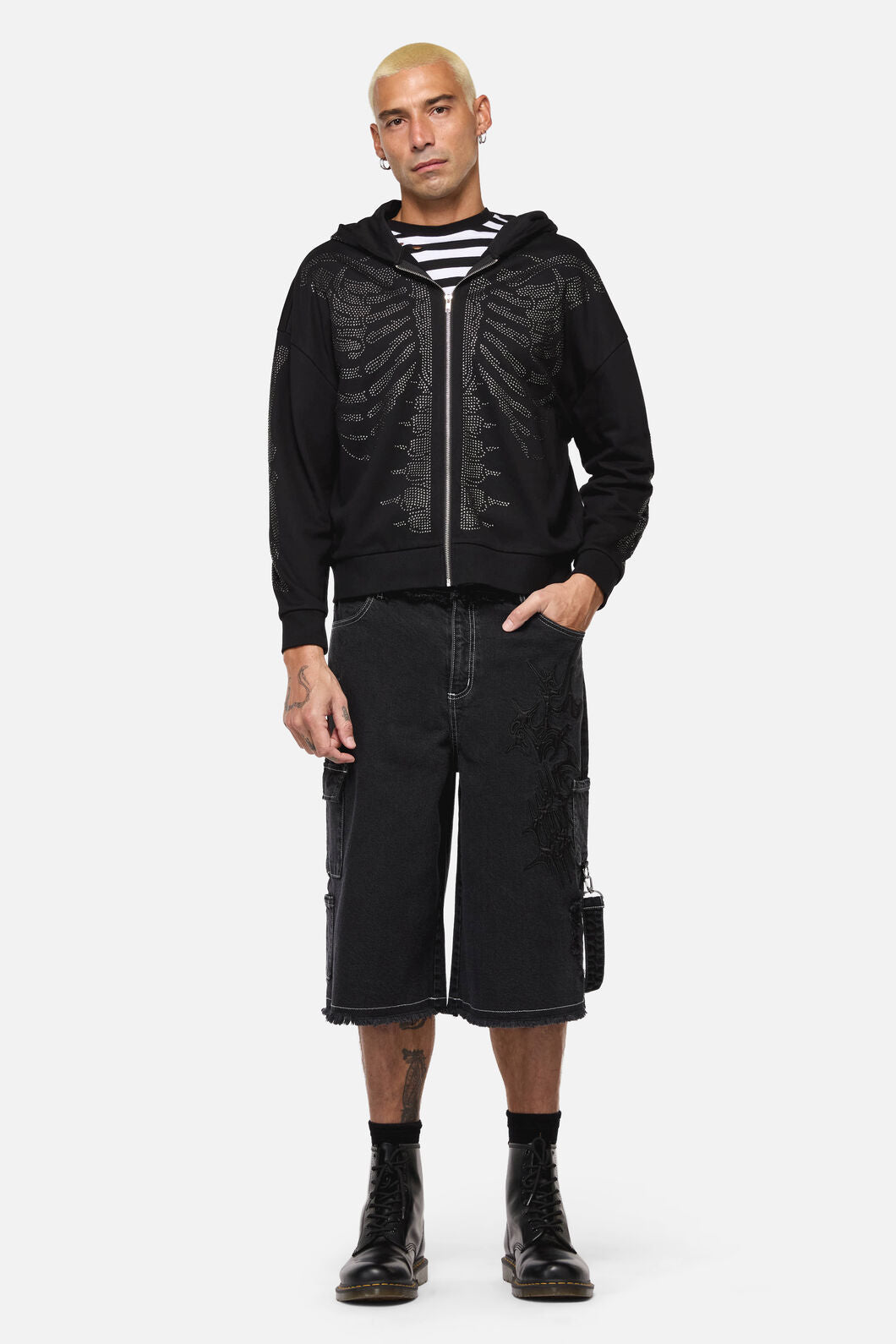 Dangerfield - Skele Diamonte Zipper Hoodie - black