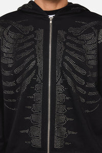 Dangerfield - Skele Diamonte Zipper Hoodie - black