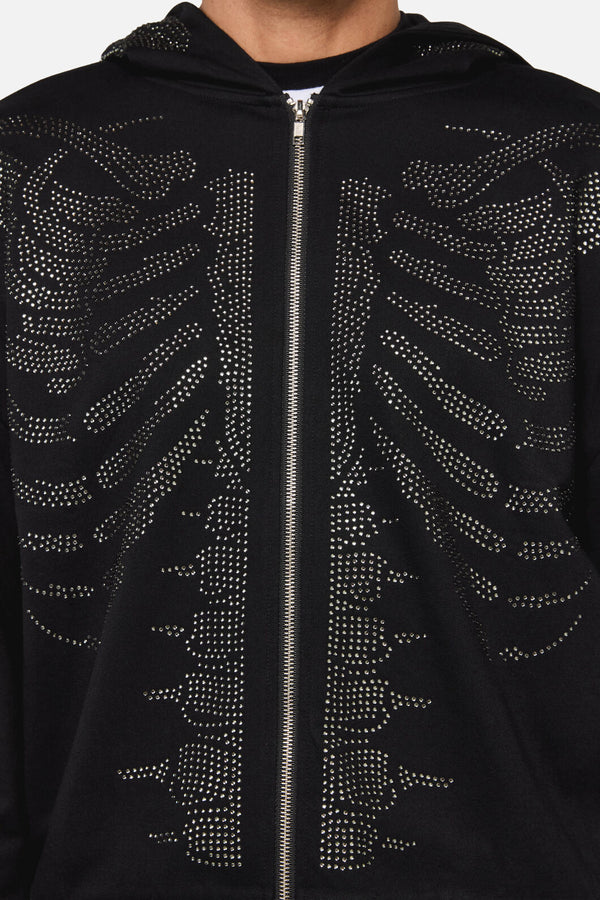 Dangerfield - Skele Diamonte Zipper Hoodie - black