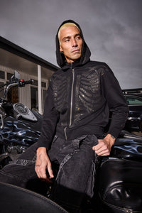 Dangerfield - Skele Diamonte Zipper Hoodie - black