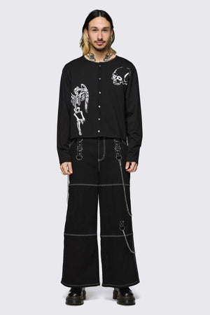 Dangerfield - Archangel Print Jersey Cardi - black