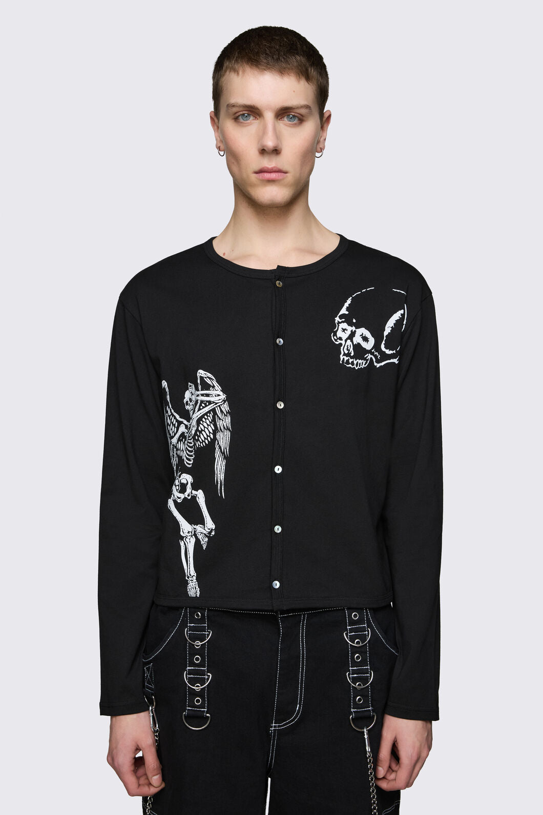 Dangerfield - Archangel Print Jersey Cardi - black