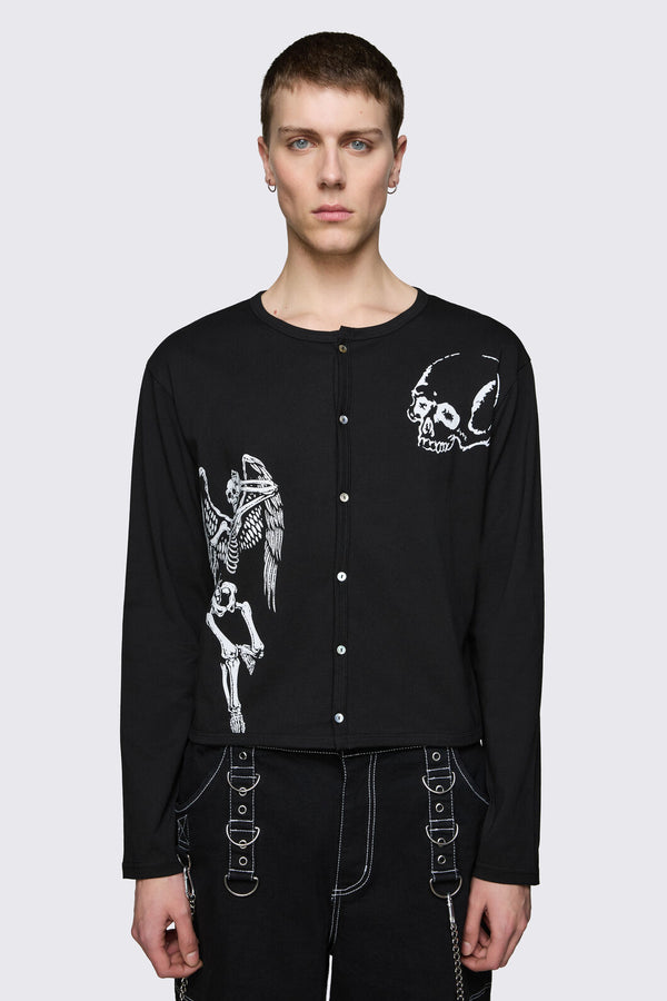 Dangerfield - Archangel Print Jersey Cardi - black