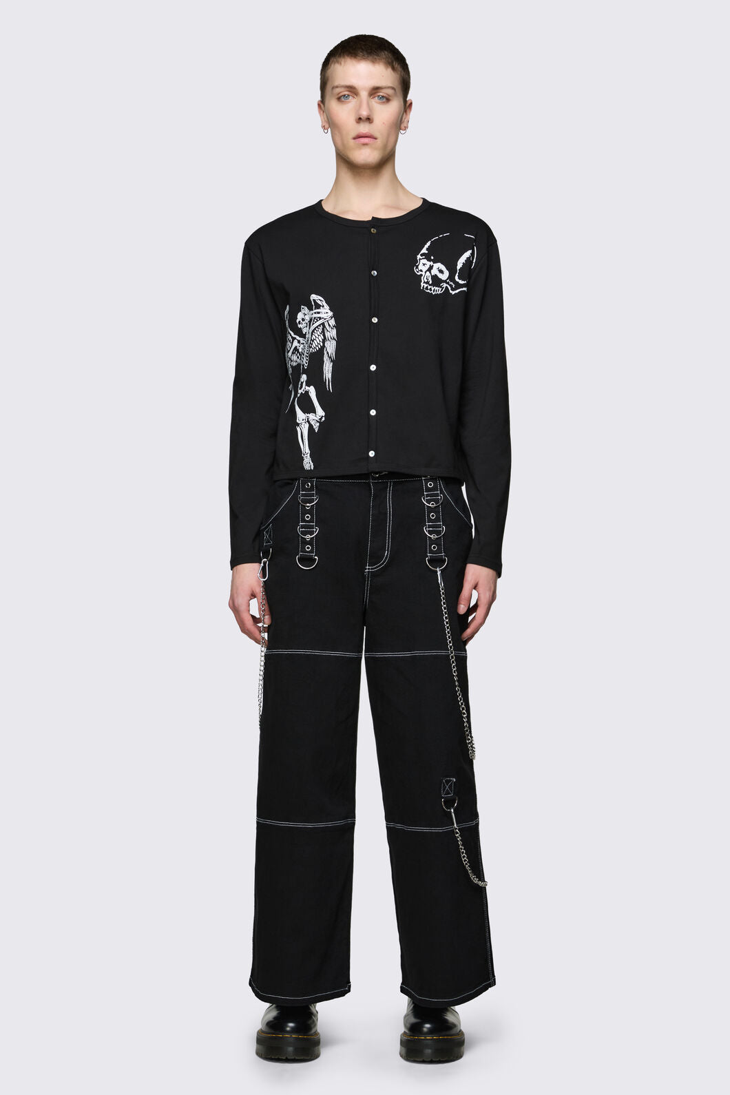 Dangerfield - Archangel Print Jersey Cardi - black