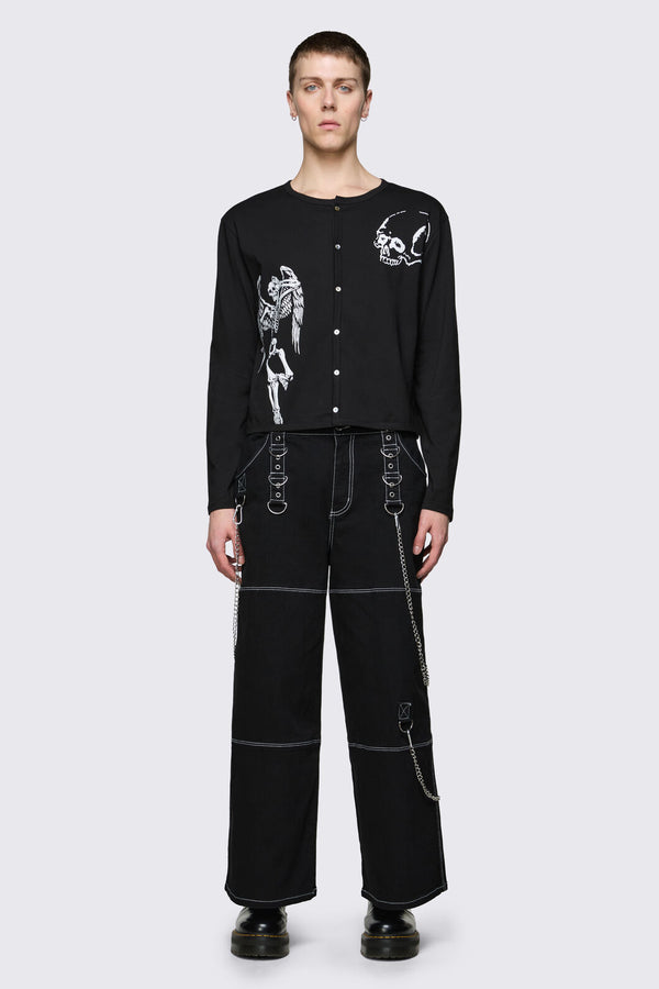 Dangerfield - Archangel Print Jersey Cardi - black