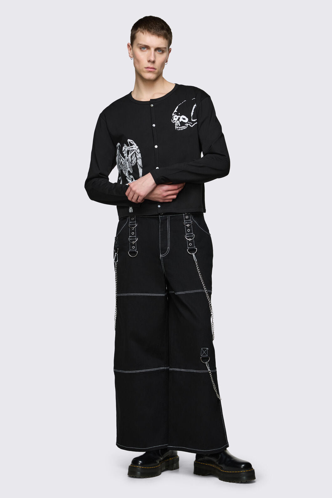 Dangerfield - Archangel Print Jersey Cardi - black