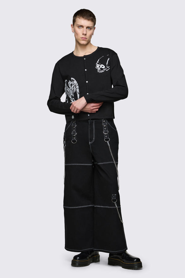 Dangerfield - Archangel Print Jersey Cardi - black