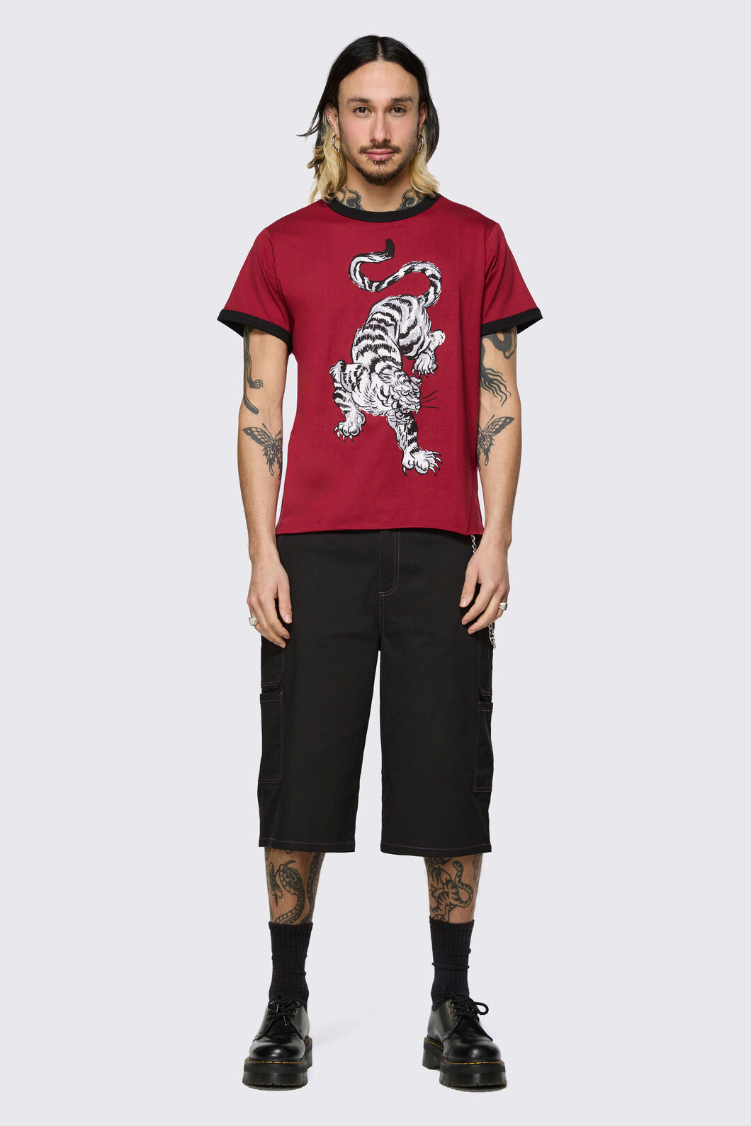 Dangerfield - Big Cat Retro Ringer Tee - red