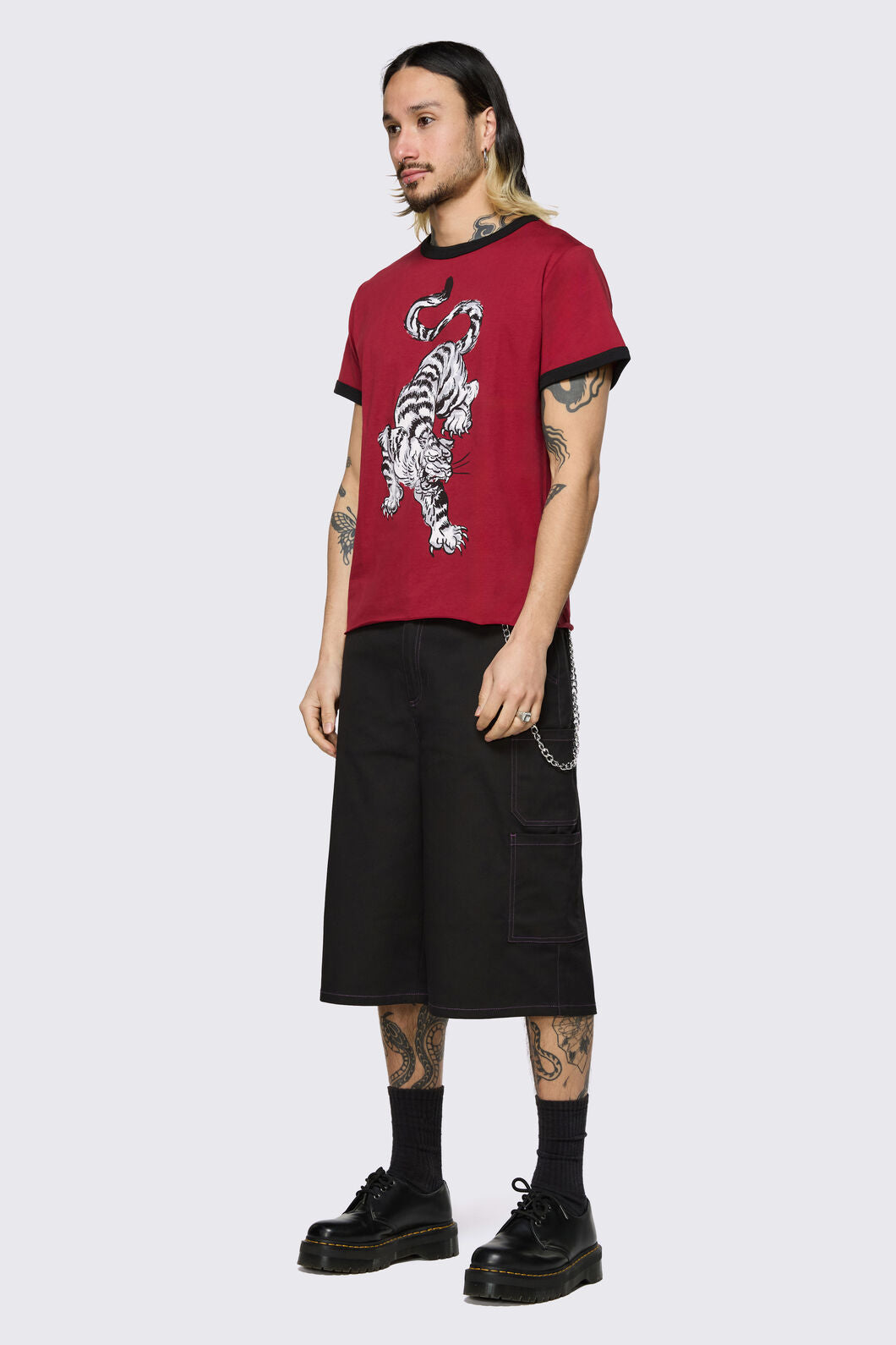 Dangerfield - Big Cat Retro Ringer Tee - red
