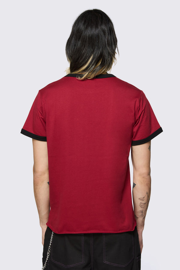 Dangerfield - Big Cat Retro Ringer Tee - red